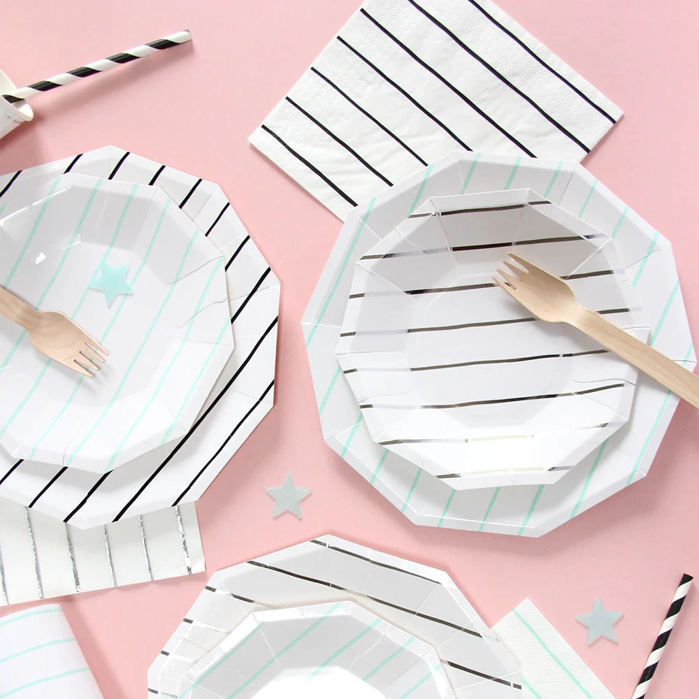 Frenchie Striped Plates (small) - 8 Pk.