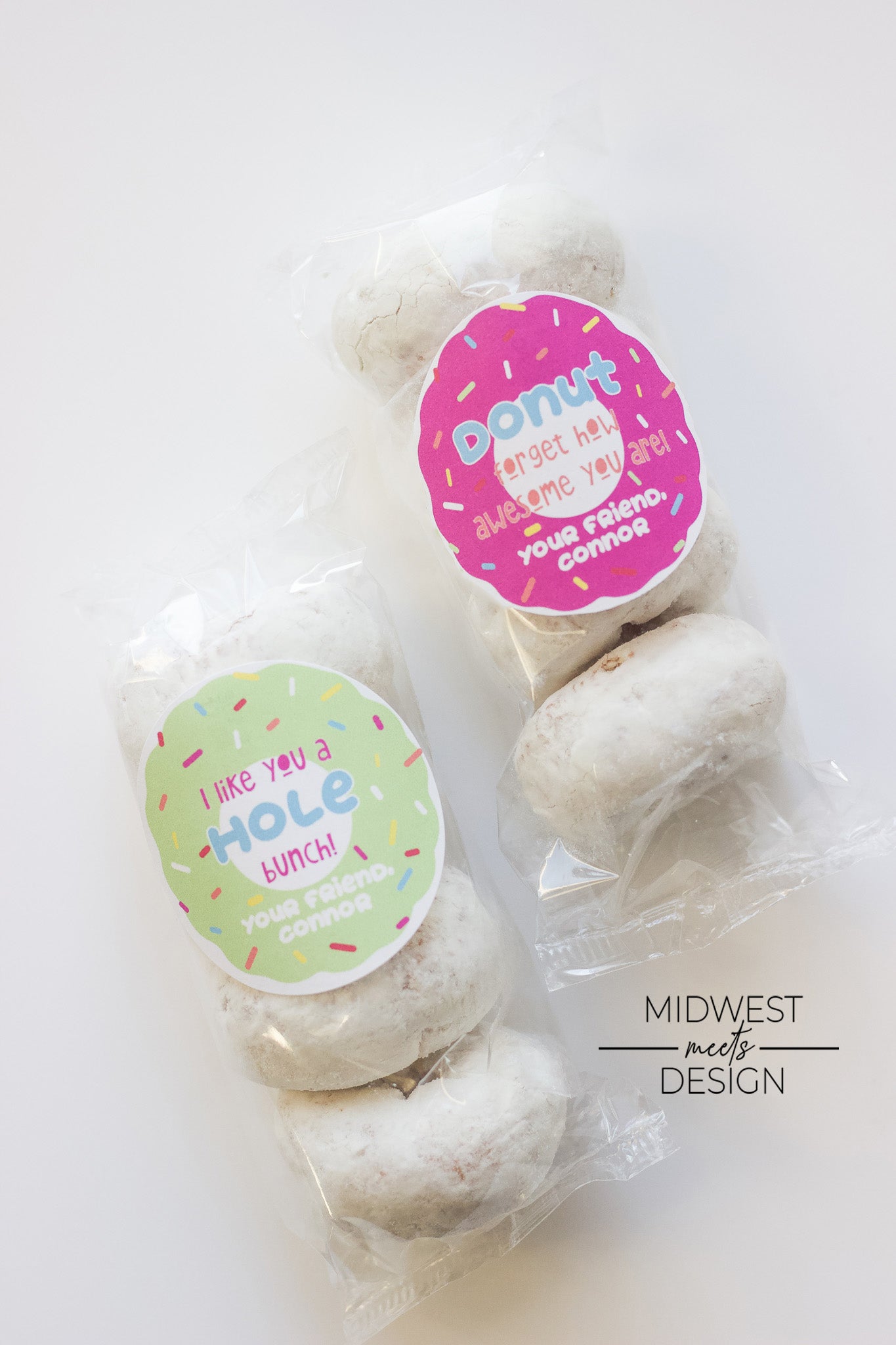 Printable Donut Valentine Stickers/Tags - Editable Digital Download
