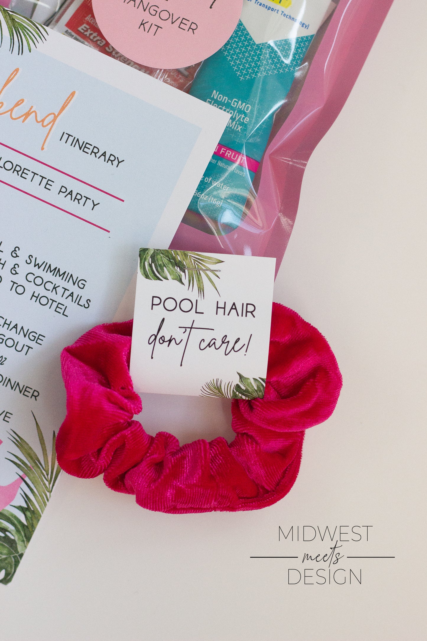 Pool Hair, Don't Care Bachelorette Scrunchie Favors