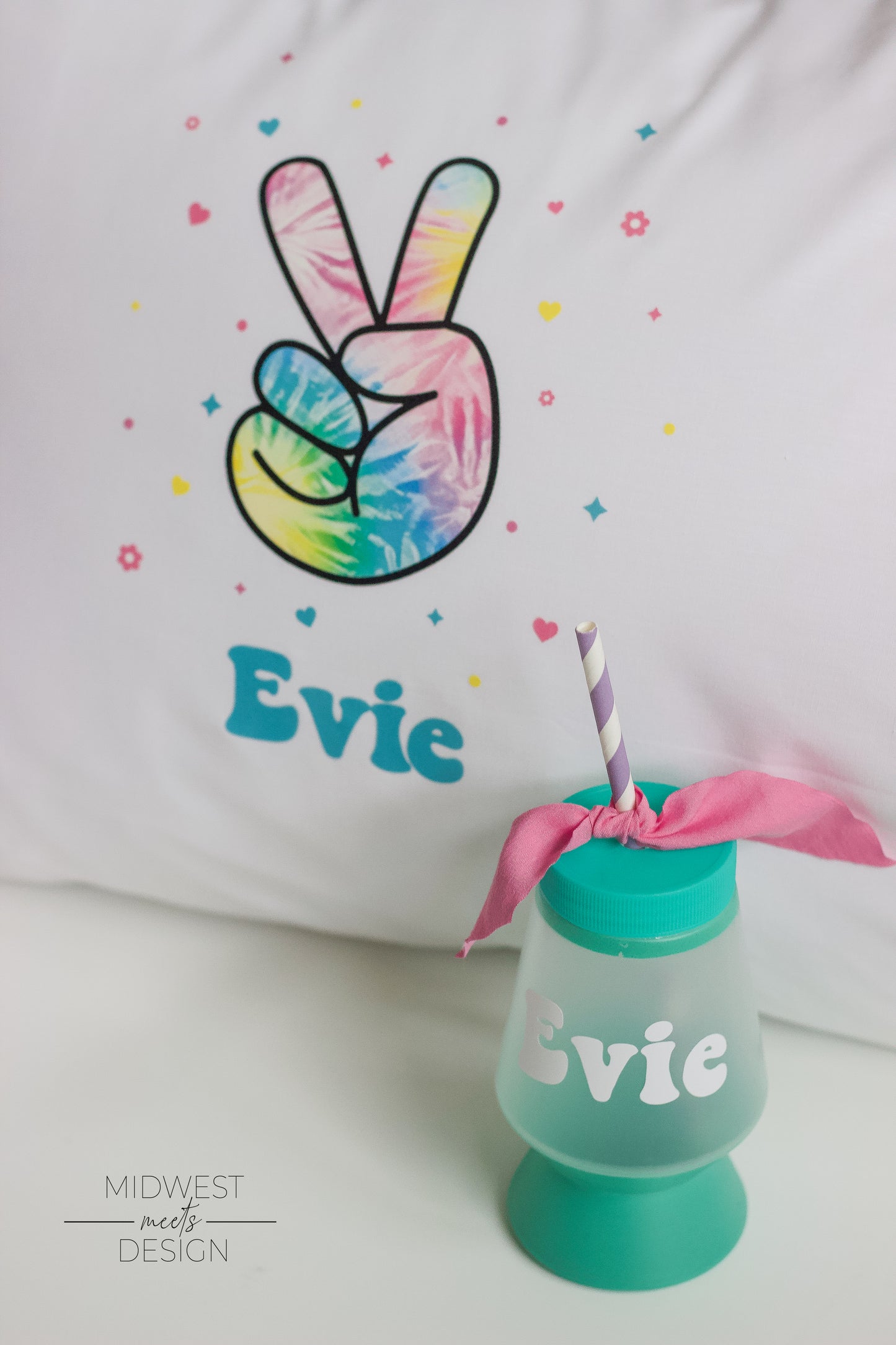 Peace Sign Personalized Pillow Cover Birthday Party Favor