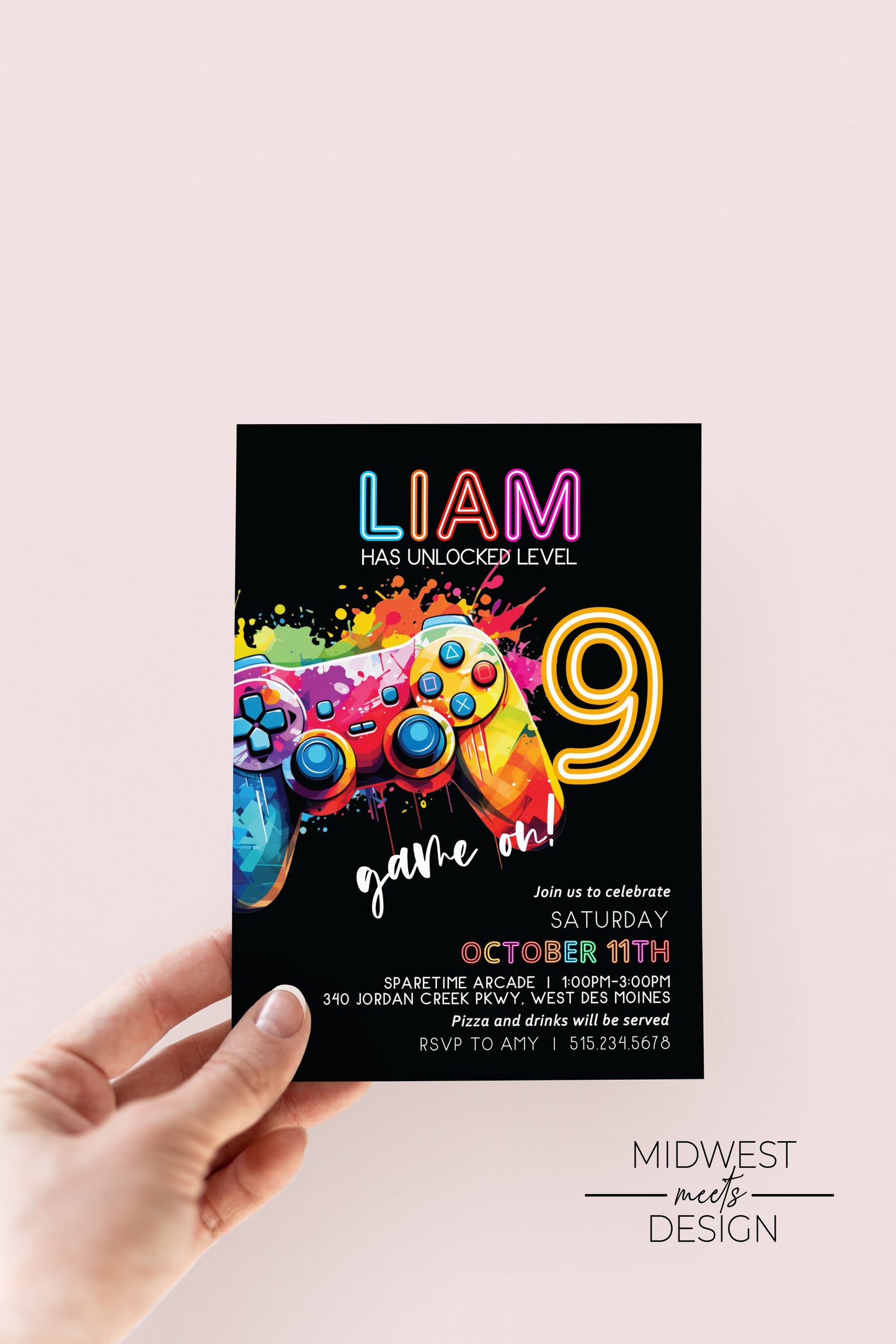 Arcade Gaming Birthday Invite - Digital/Print