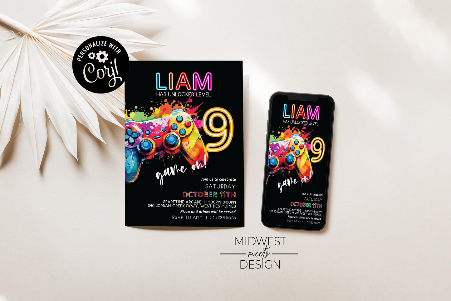 Arcade Gaming Birthday Invite - Digital/Print