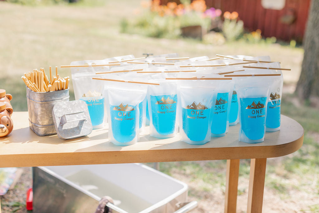 One Happy Camper Drink Pouches - Gold Foil