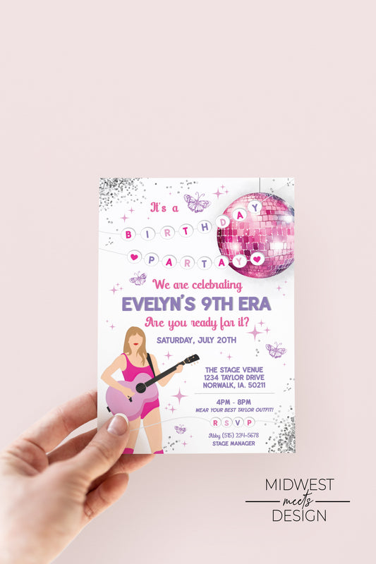 Taylor Eras Tour Inspired Birthday Invite - Digital/Print