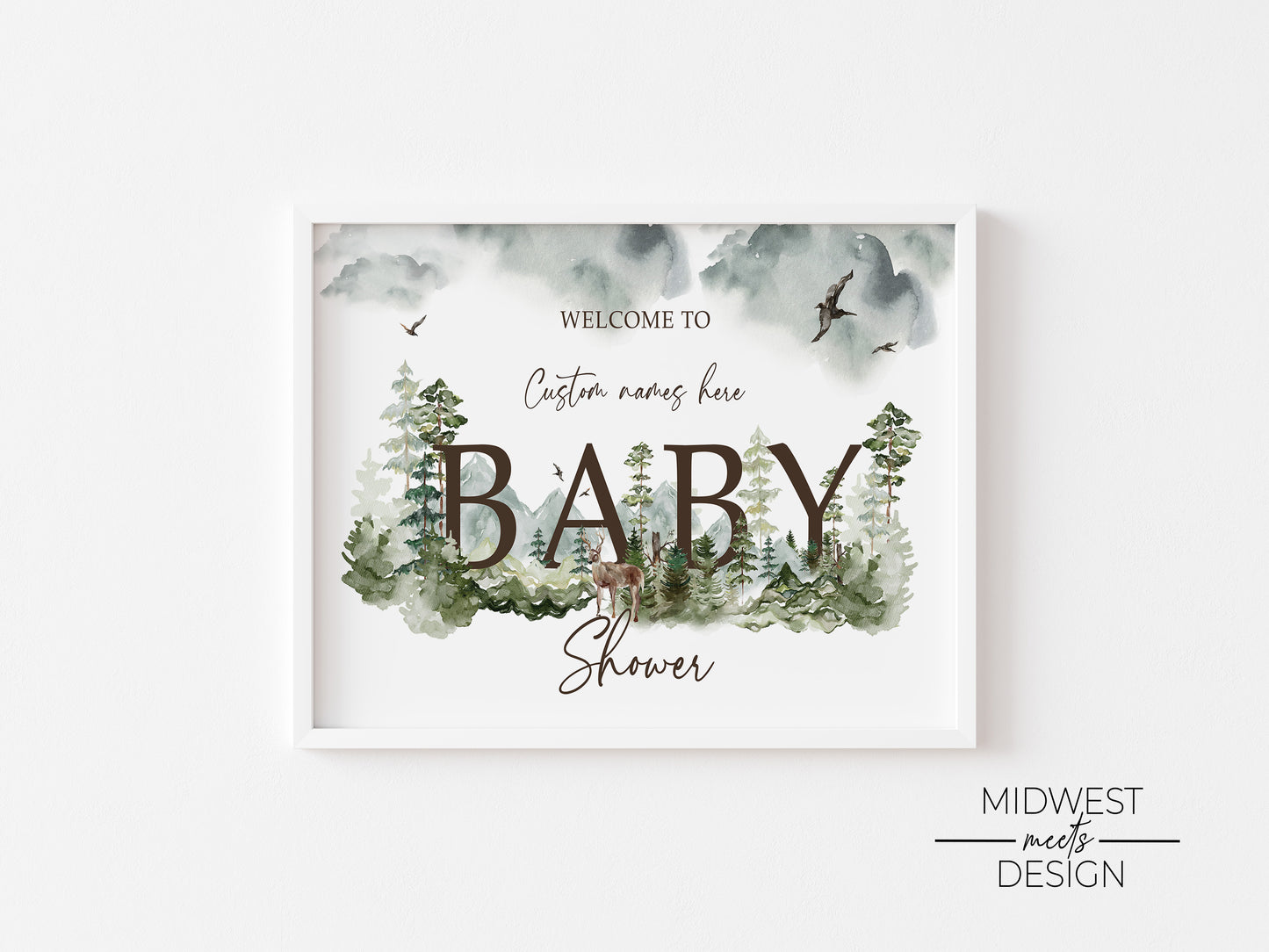 Woodland Forest Baby Shower Welcome Sign - Digital Download