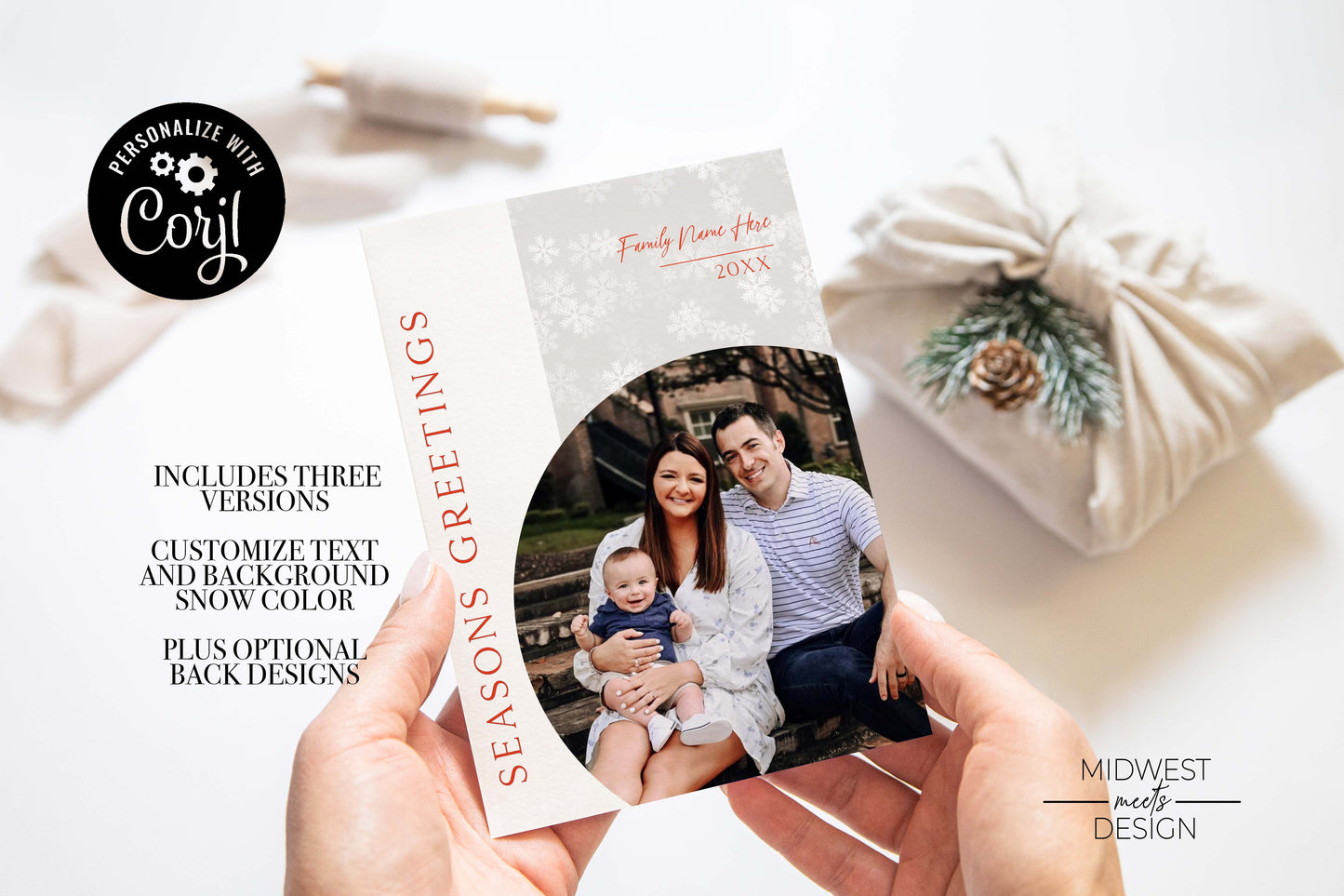 Modern Snowflake Christmas Card - Digital/Print