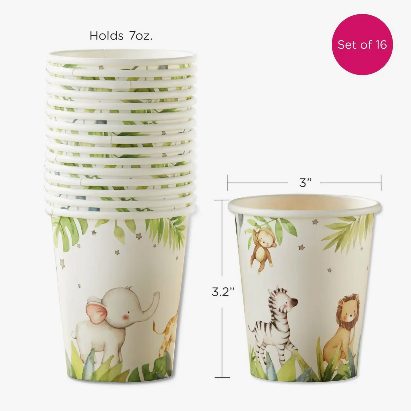 Safari Baby 7 oz. Paper Cups (Set of 16)