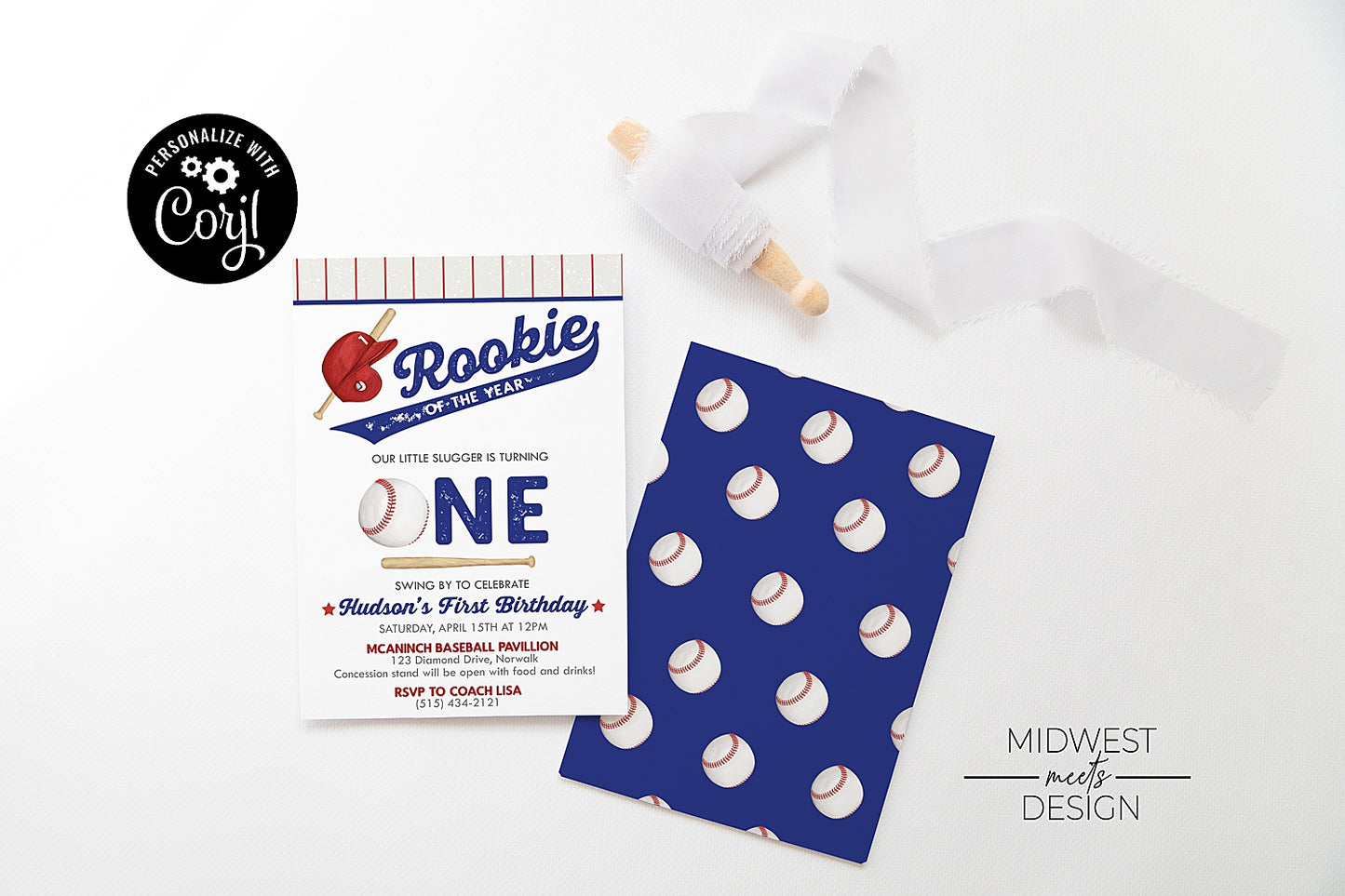 Rookie of the Year Birthday Party Invite - Digital Download