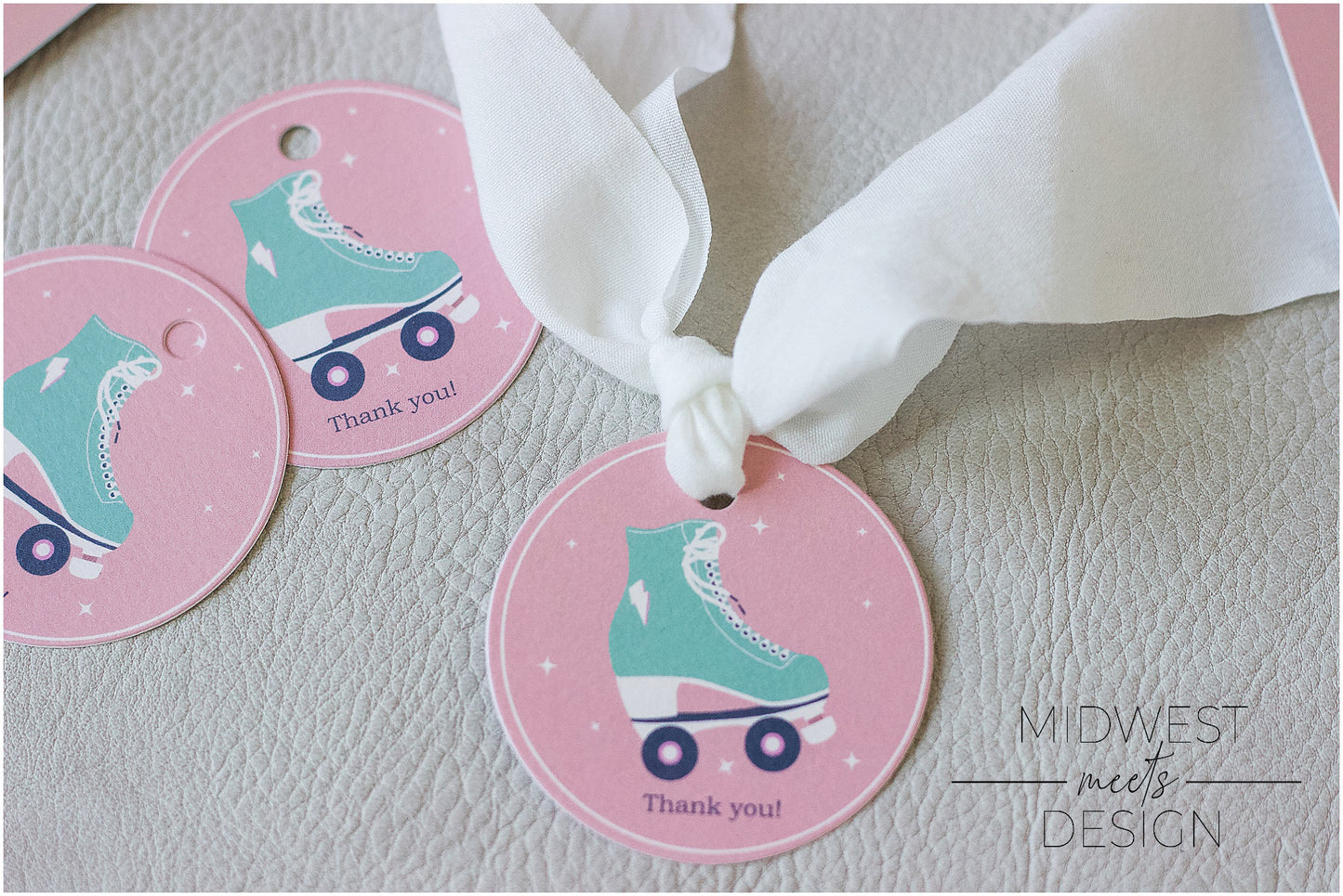 Retro Rollerskate Party Thank You Tags - Printed