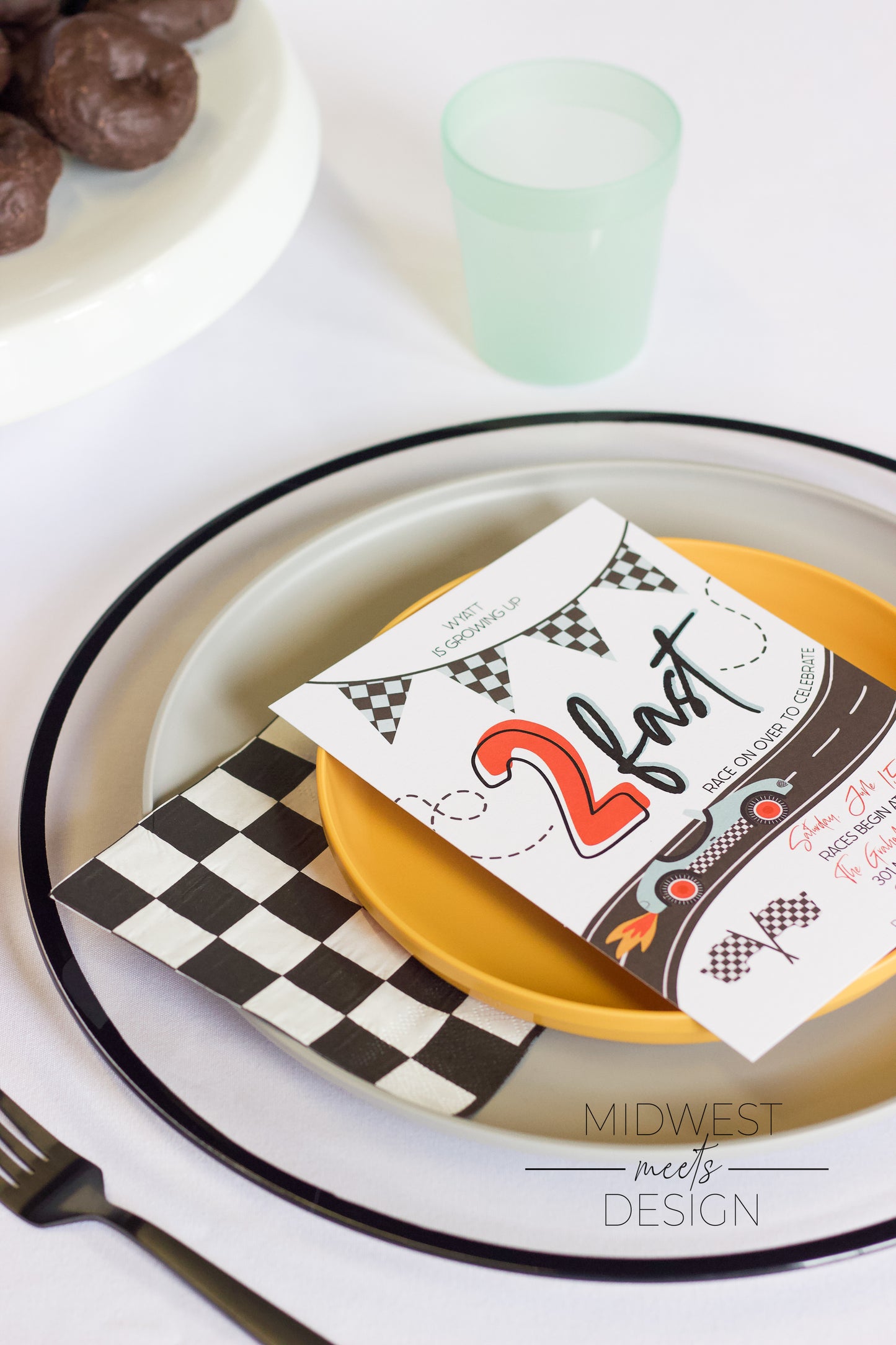 Two Fast Racecar Birthday Party Invites