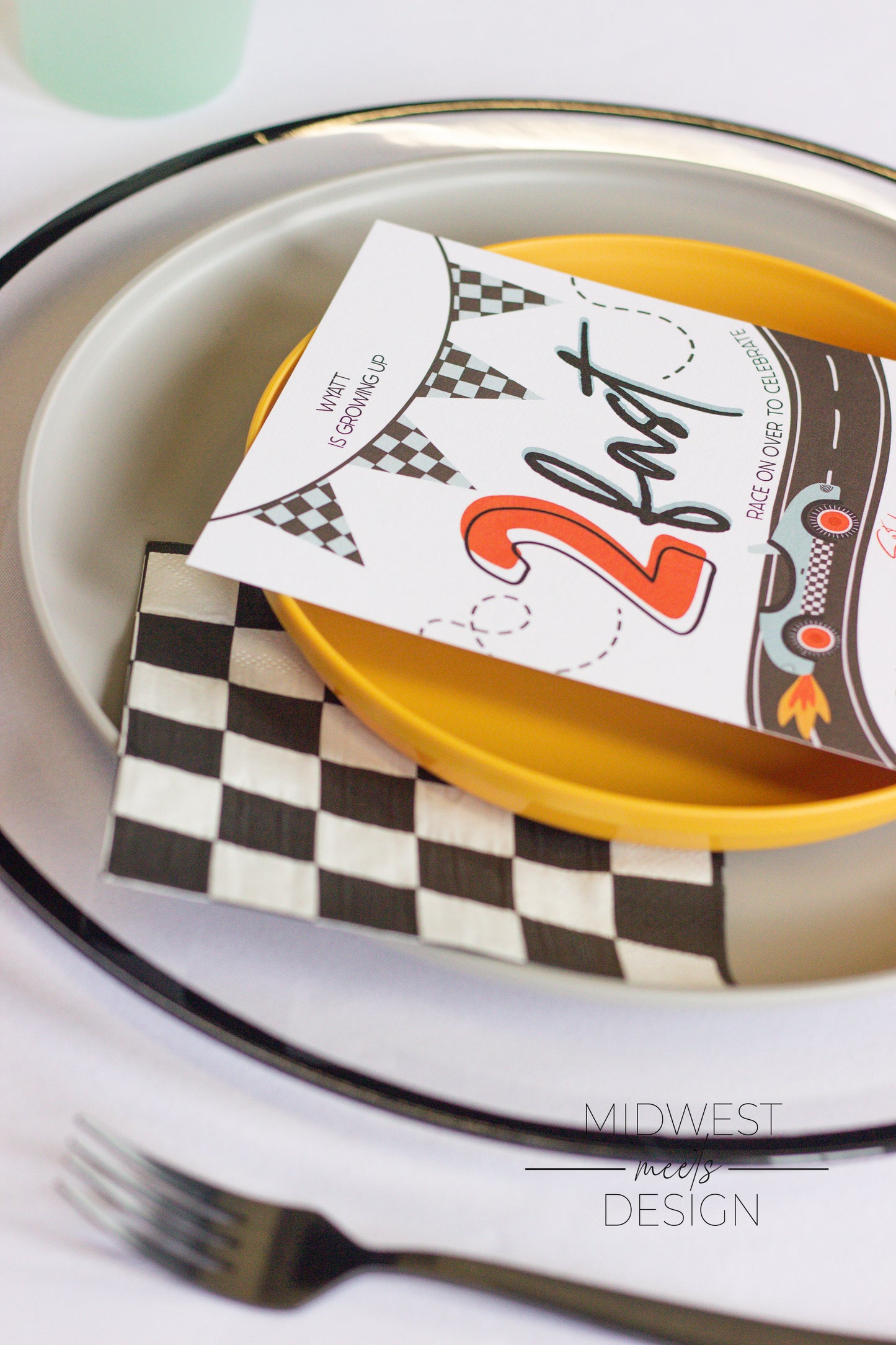 Two Fast Racecar Birthday Party Invites
