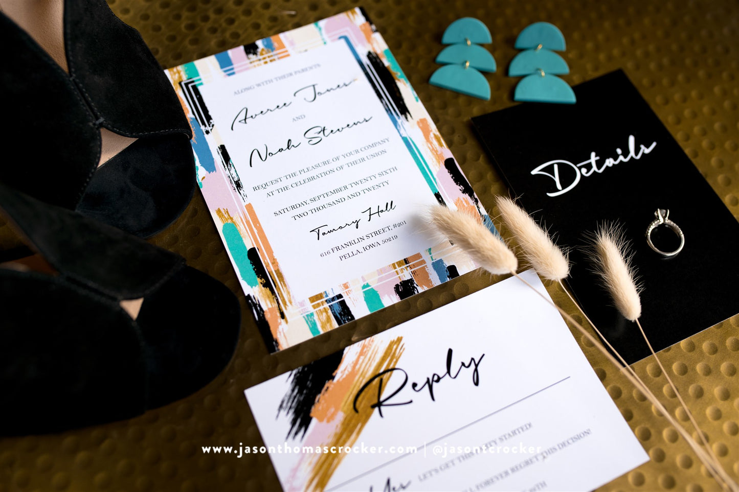 Modern Art Wedding Invite Suite - Printed 5 Piece