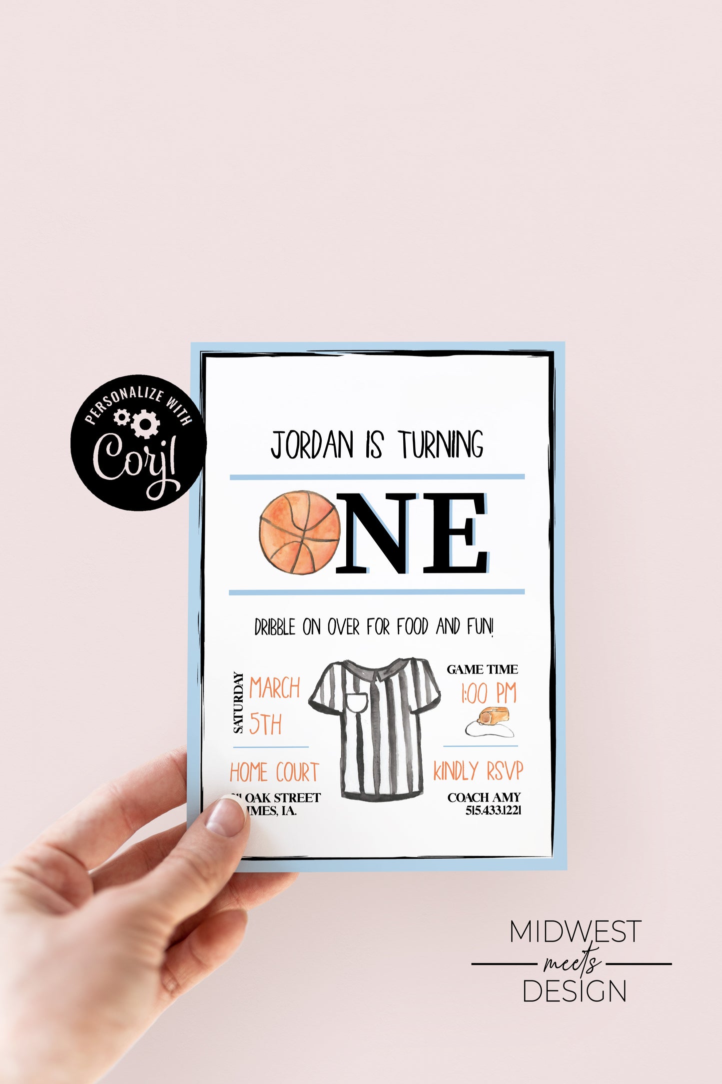 Basketball Rookie of the Year Birthday Party Invite - Digital Download