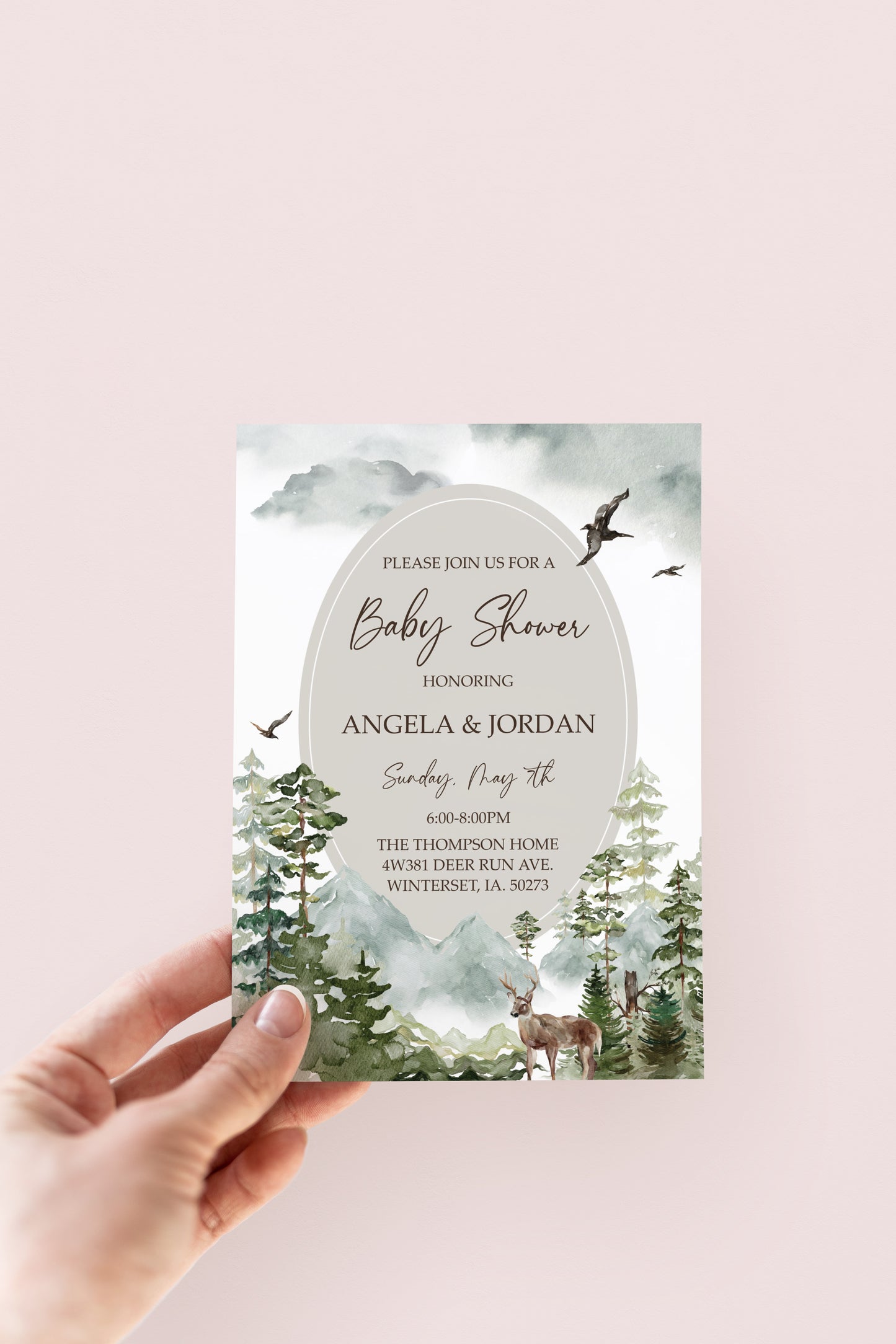 Woodland Forest Baby Shower Invite/Books for Baby Duo - Digital Download