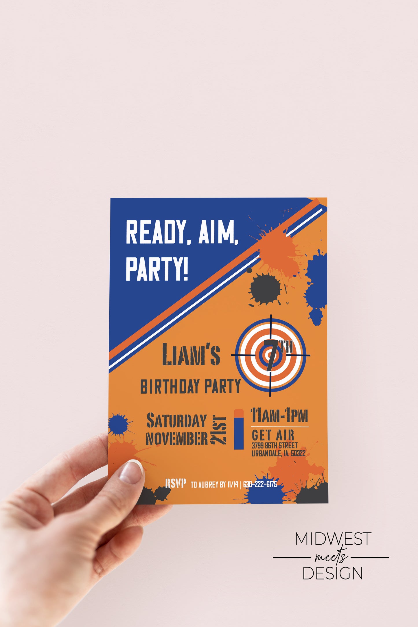 Nerf Inspired Birthday Party Invite - Digital Download
