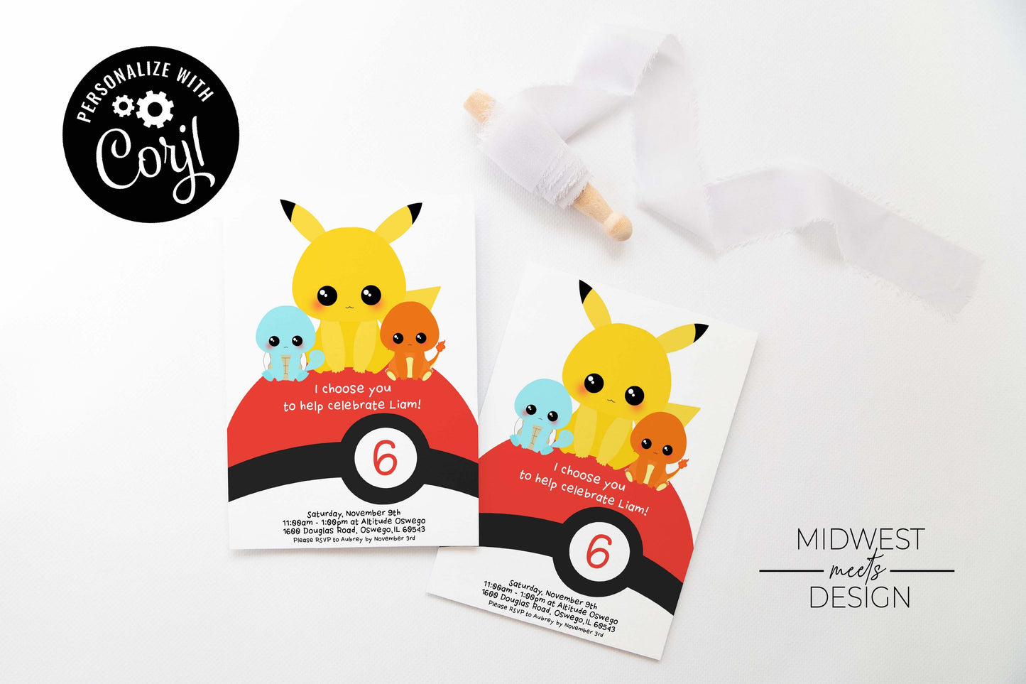 Pokémon Inspired Birthday Party Invite - Digital Download