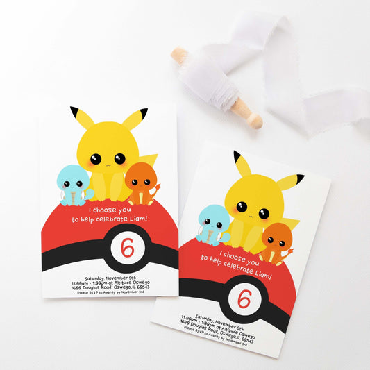 Pokémon Inspired Birthday Party Invite - Digital Download