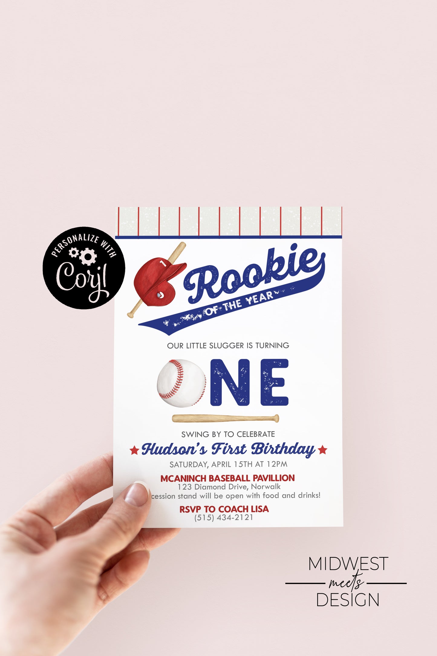 Rookie of the Year Birthday Party Invite - Digital Download