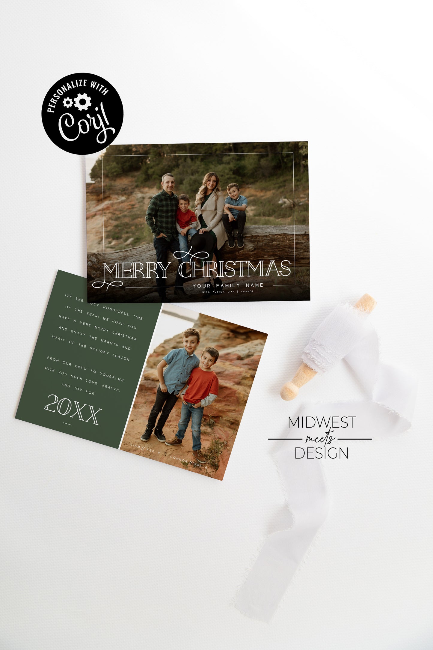 Merry Christmas Holiday Photo Card - Digital Download