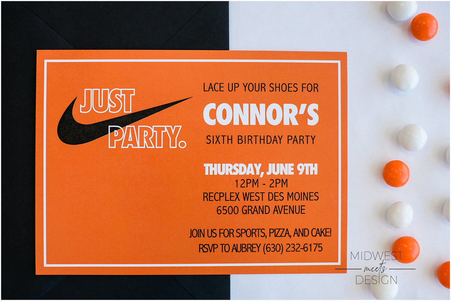 Nike Inspired Birthday Invitation - Custom Digital File