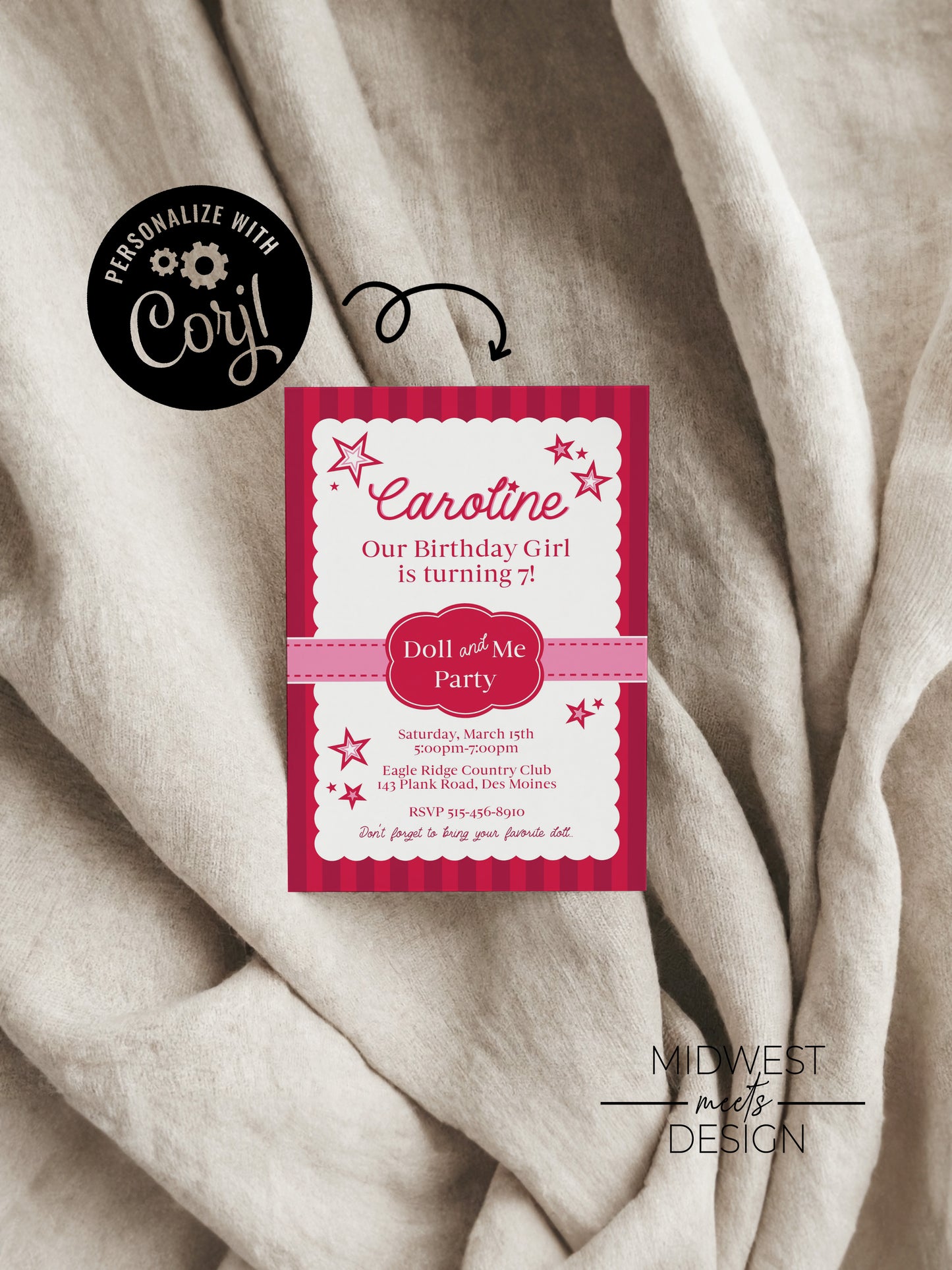 American Birthday Doll & Me Invite - Digital/Print