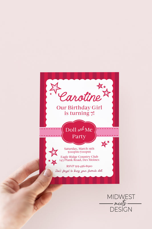 American Birthday Doll & Me Invite - Digital/Print
