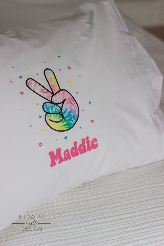 Peace Sign Personalized Pillow Cover Birthday Party Favor
