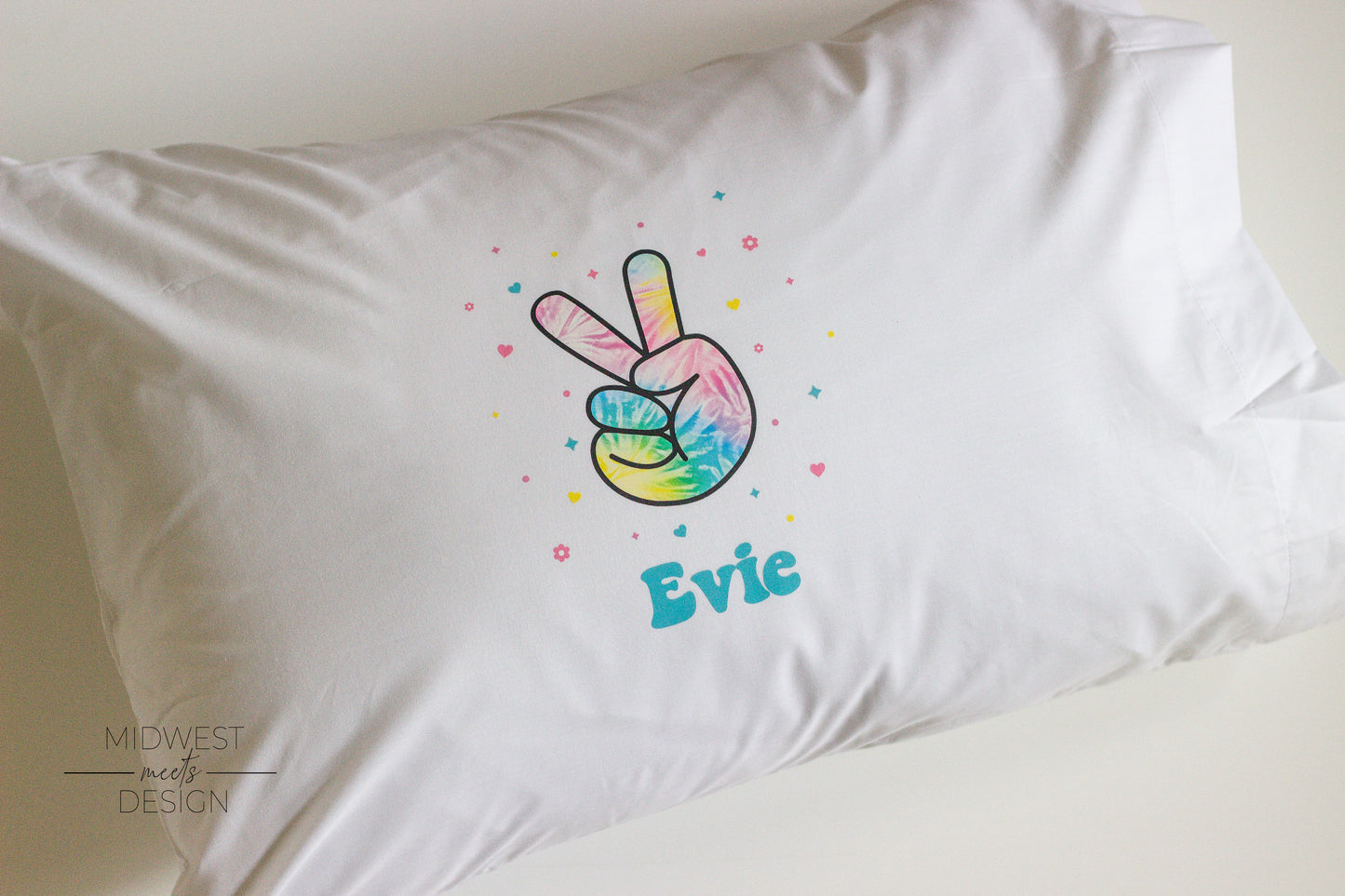 Peace Sign Personalized Pillow Cover Birthday Party Favor