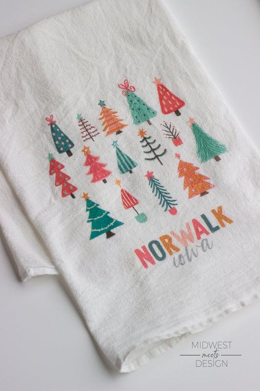 Norwalk Iowa Christmas Tea Towel