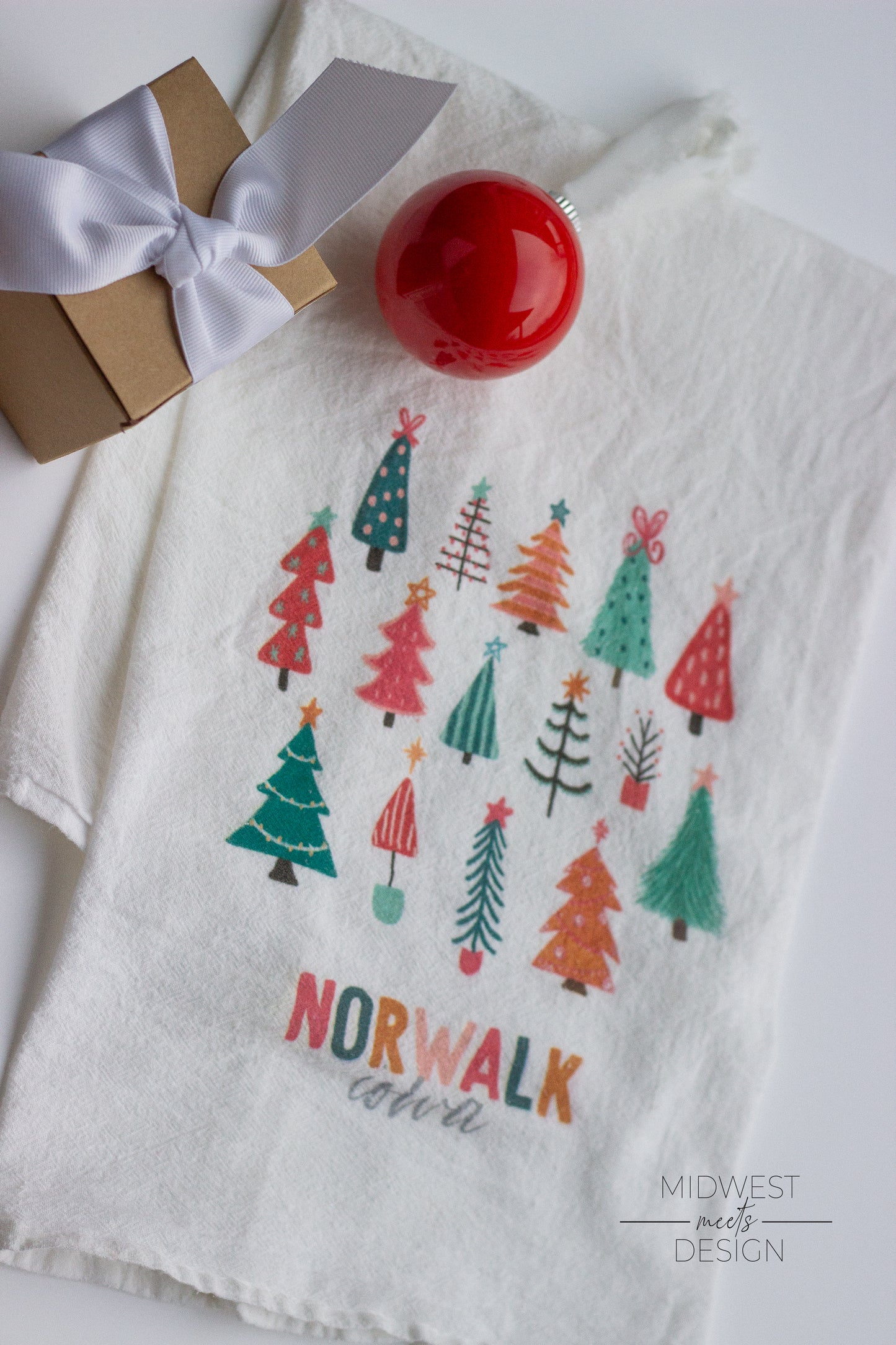 Norwalk Iowa Christmas Tea Towel