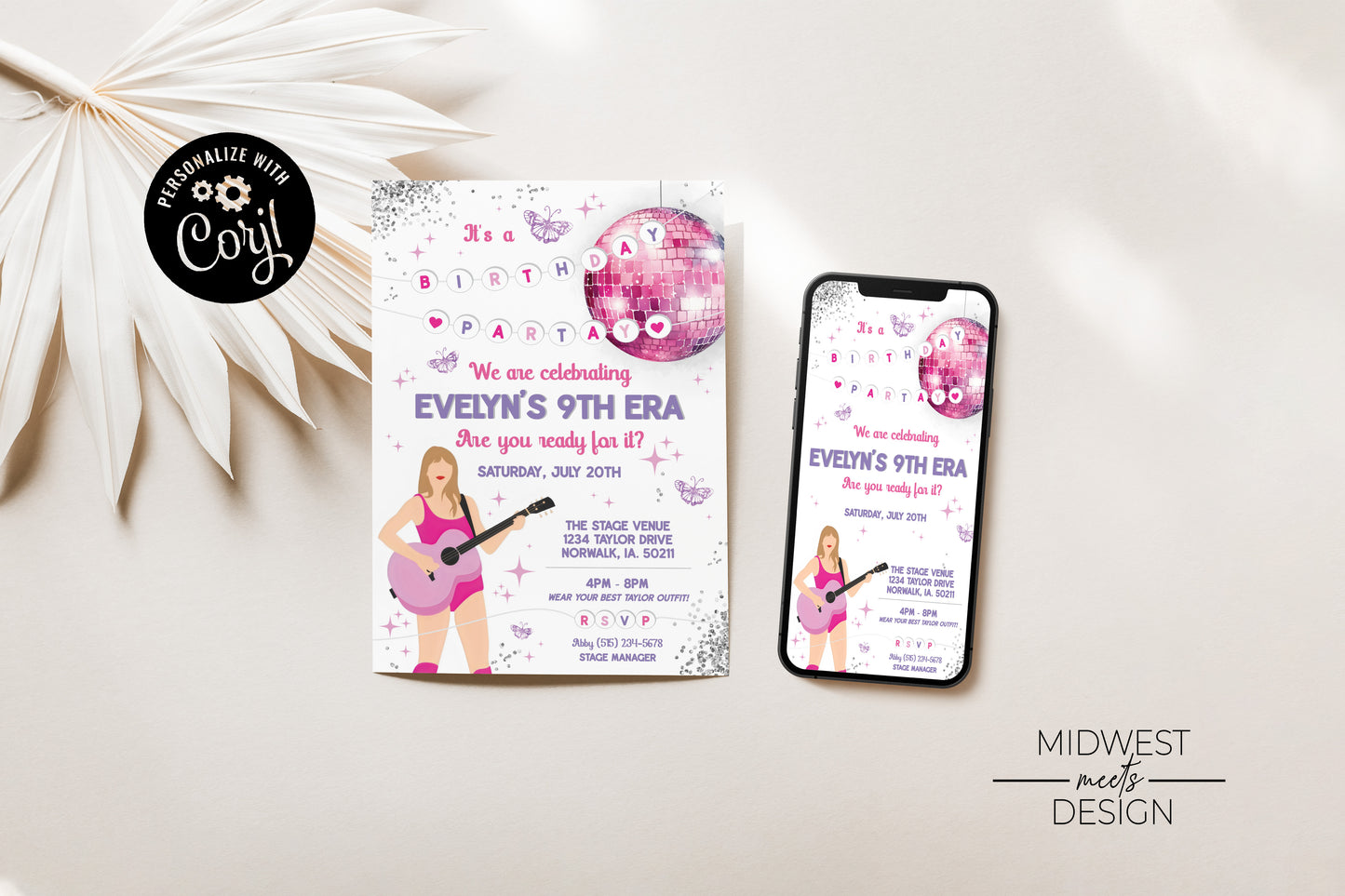 Taylor Eras Tour Inspired Birthday Invite - Digital/Print