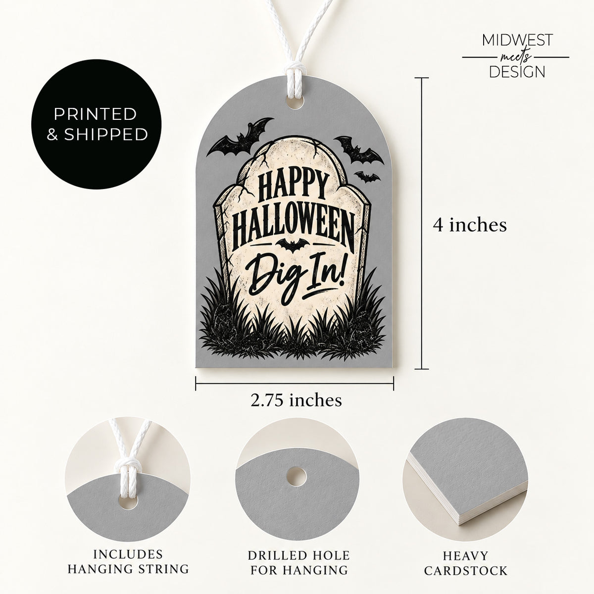 Halloween Graveyard Dig In Gift Tag - Printed