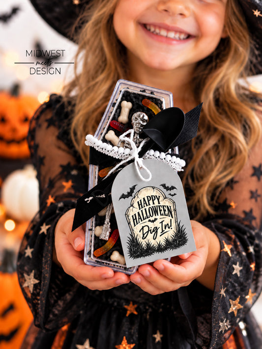 Halloween Graveyard Dig In Gift Tag - Printed