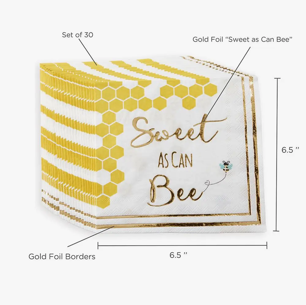 Sweet as Can Bee 2 Ply Paper Napkins (Set of 30)