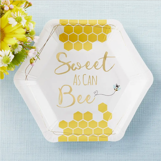 Sweet as Can Bee 7 in. Premium Paper Plates (Set of 16)