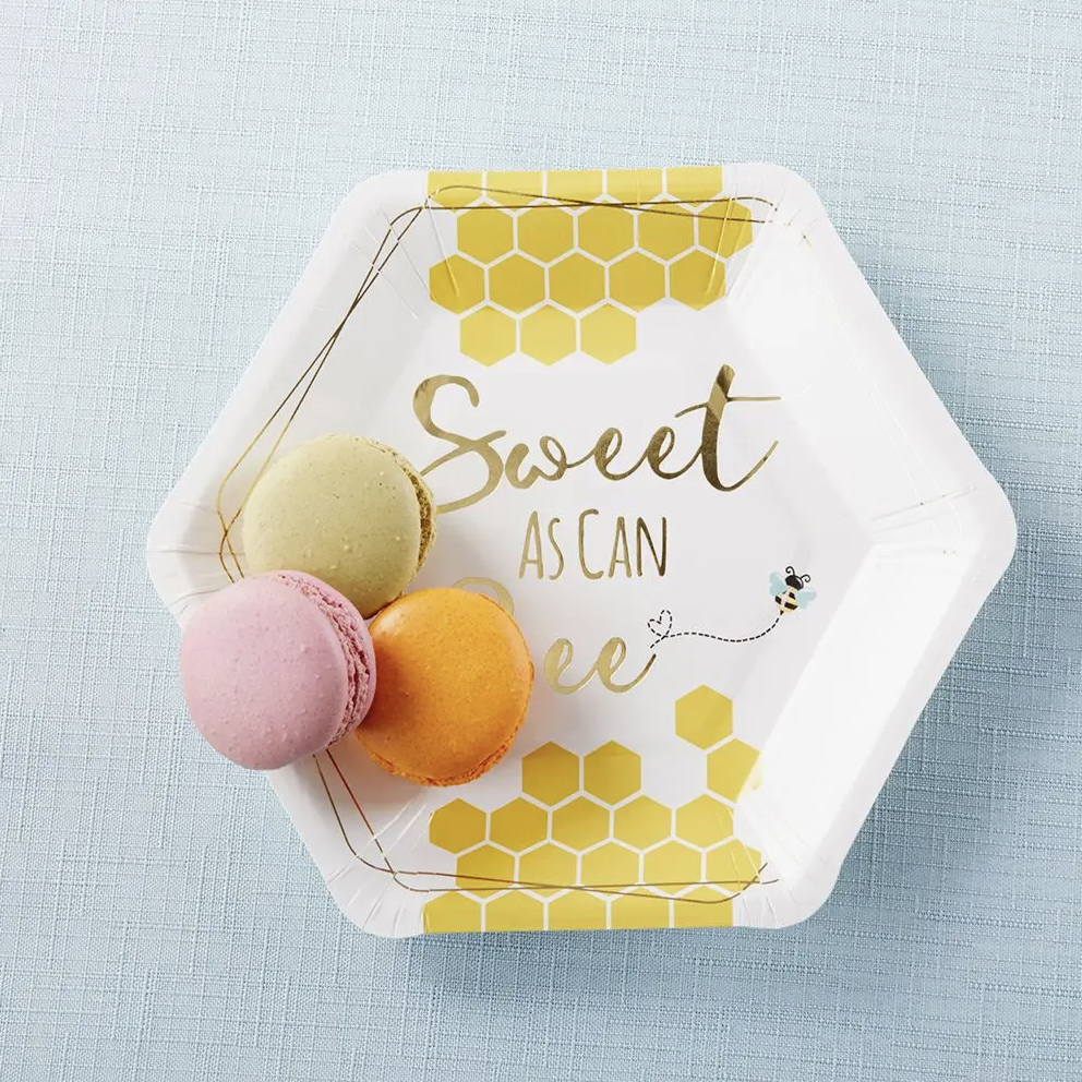 Sweet as Can Bee 7 in. Premium Paper Plates (Set of 16)