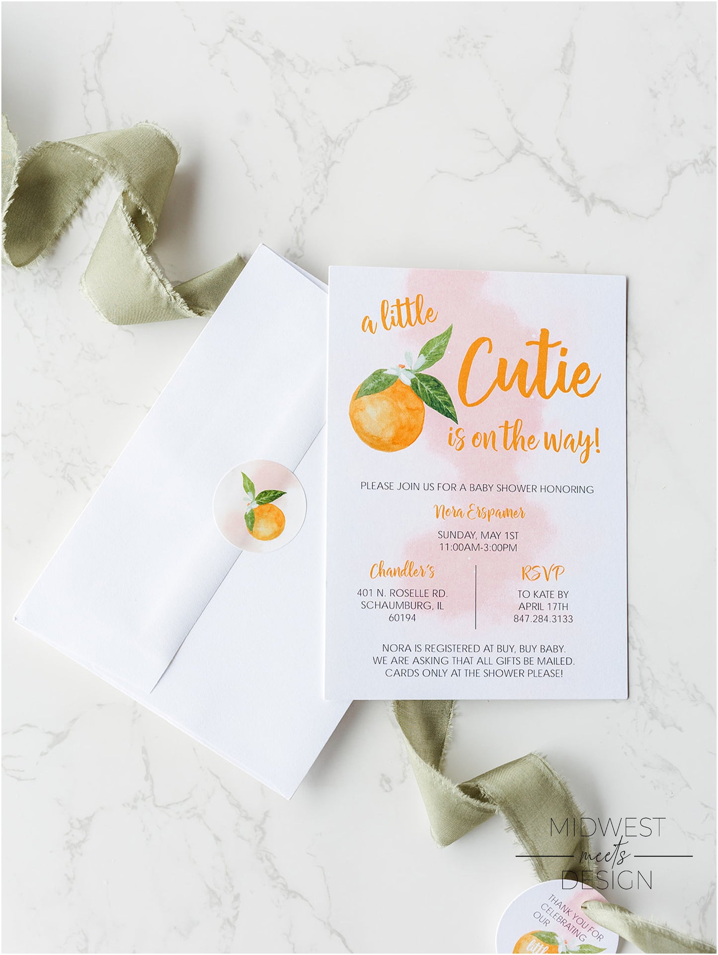 Cutie On The Way Baby Shower Invite - Digital Download