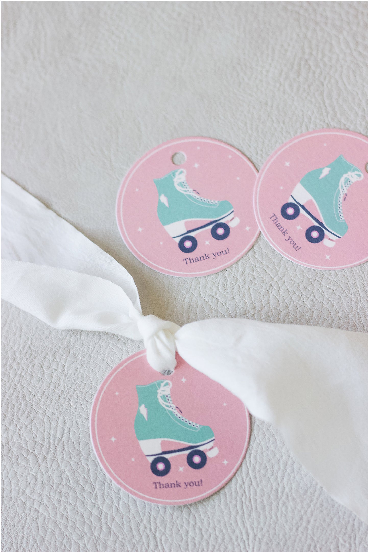 Retro Rollerskate Party Thank You Tags - Printed