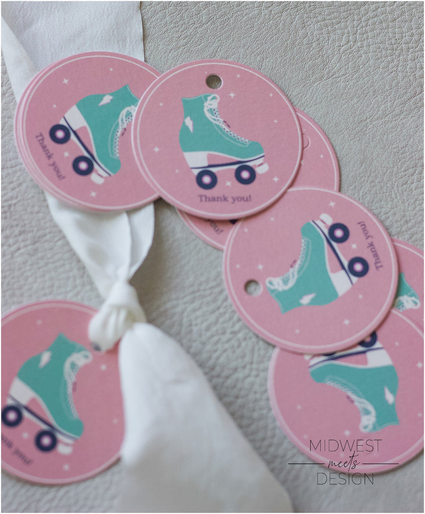 Retro Rollerskate Party Thank You Tags - Printed