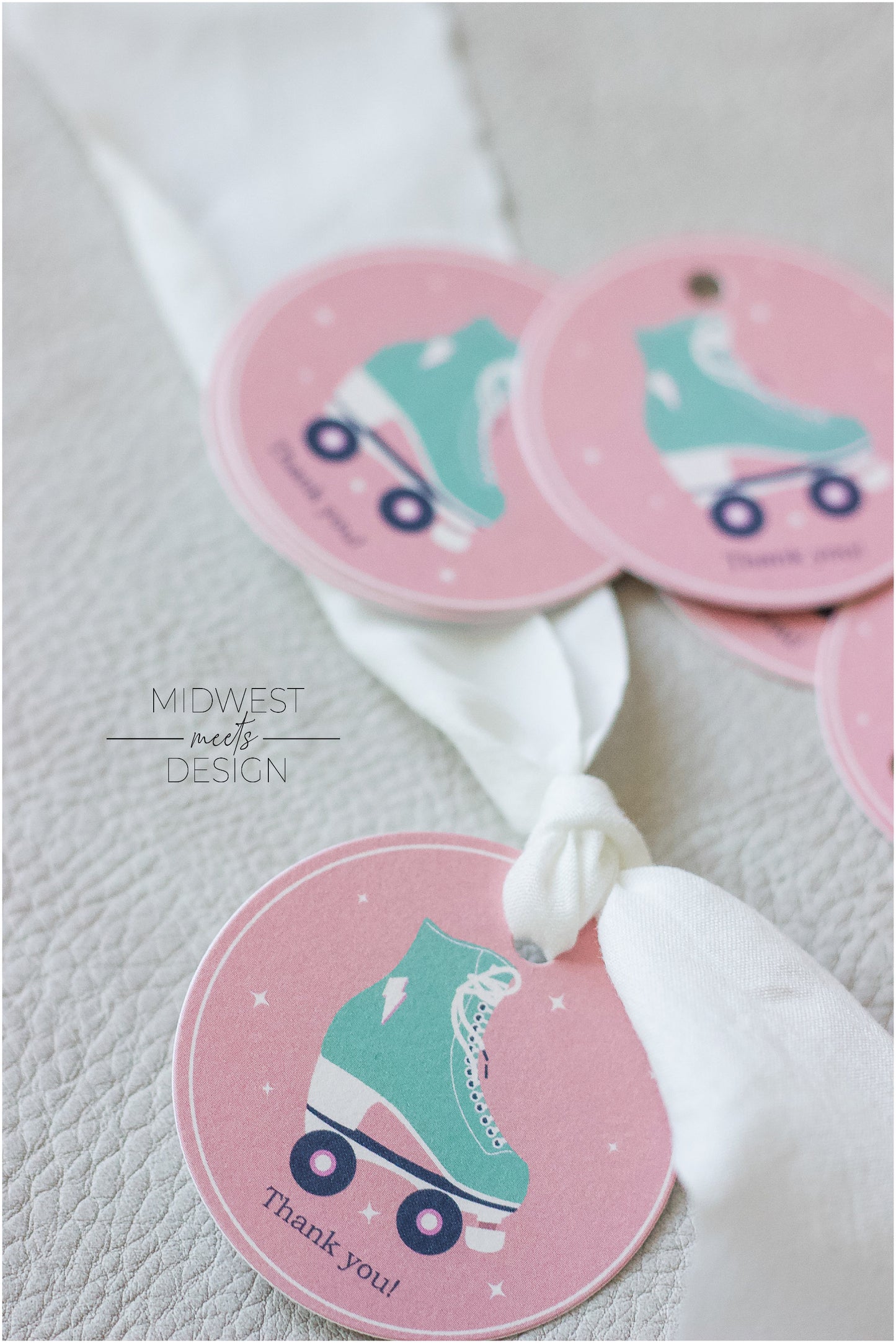 Retro Rollerskate Party Thank You Tags - Printed