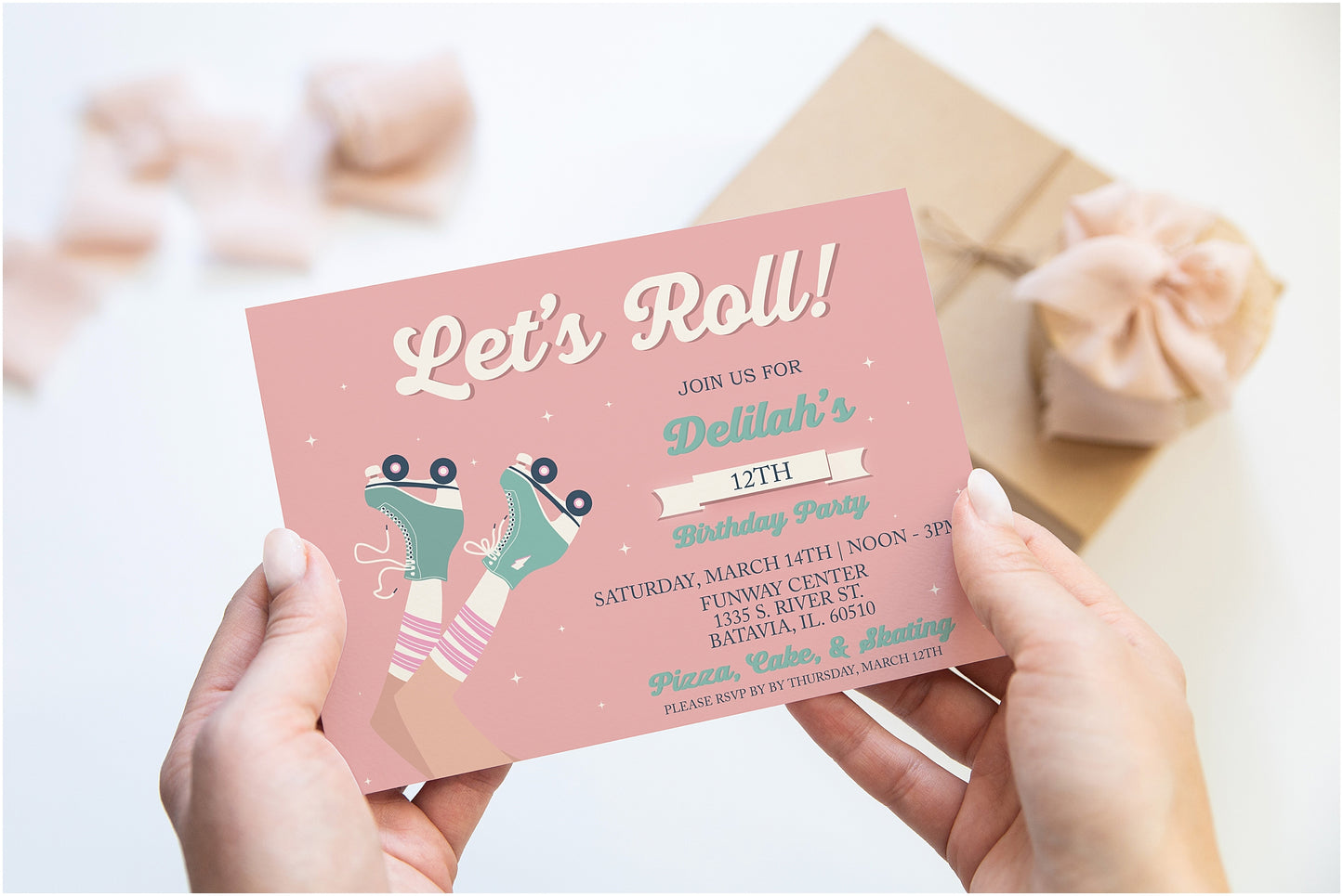 Retro Rollerskate Party Invite - Digital Download