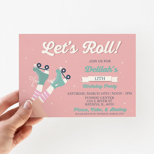 Retro Rollerskate Party Invite - Digital Download