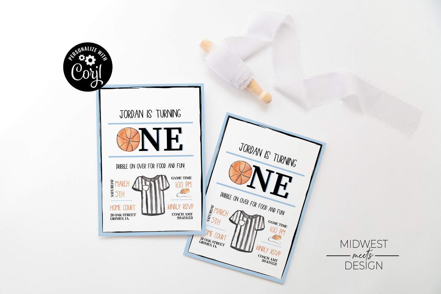 Basketball Rookie of the Year Birthday Party Invite - Digital Download