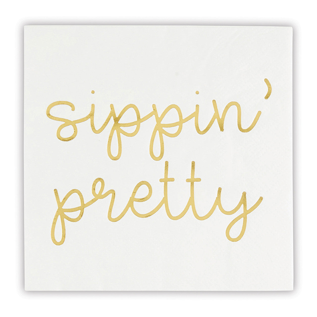 5" Cocktail Napkins - Sippin' Pretty Gold Foil Napkin