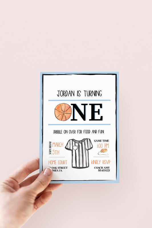 Basketball Rookie of the Year Birthday Party Invite - Digital Download