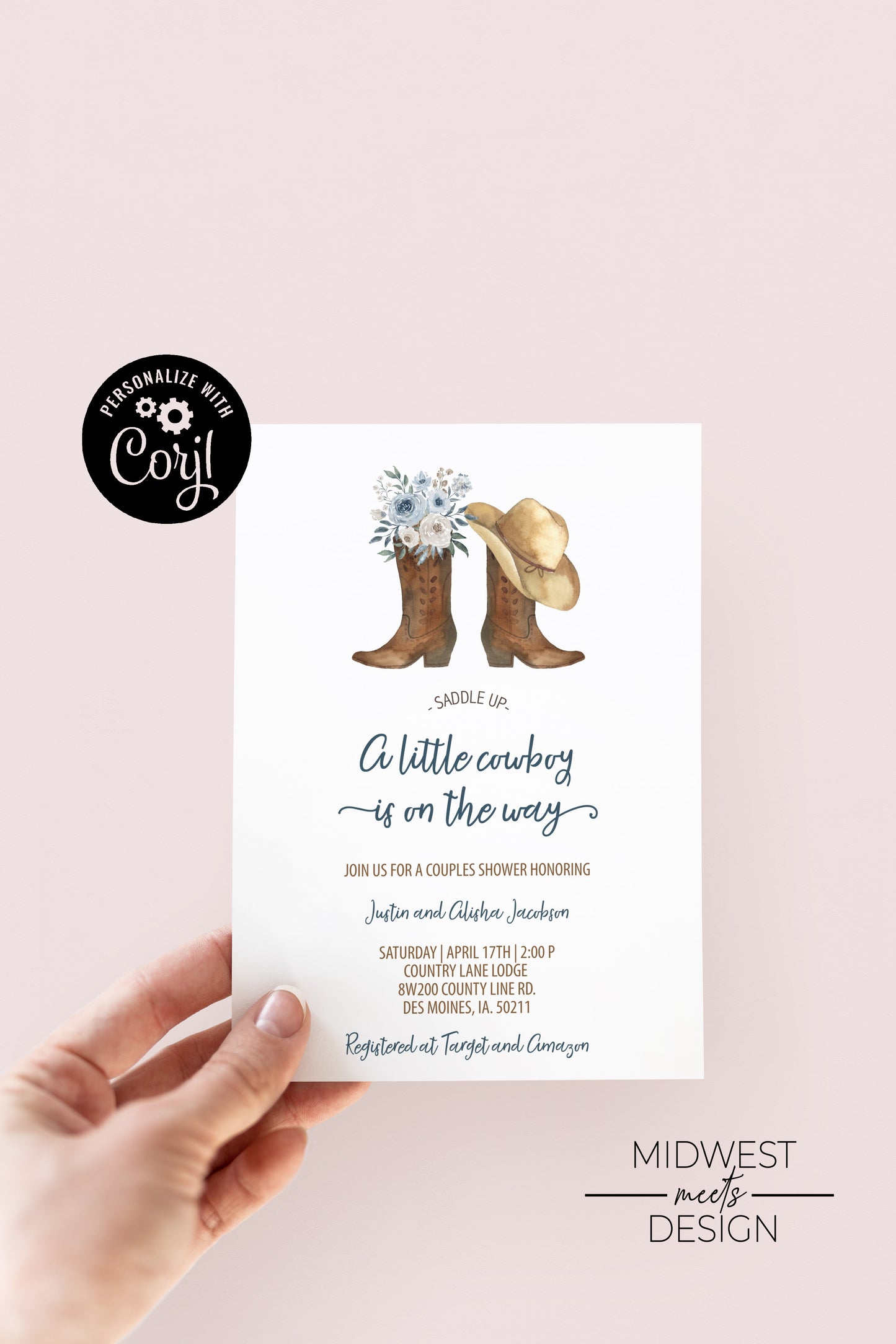 Cowboy Boots Baby Shower Invite - Digital Download