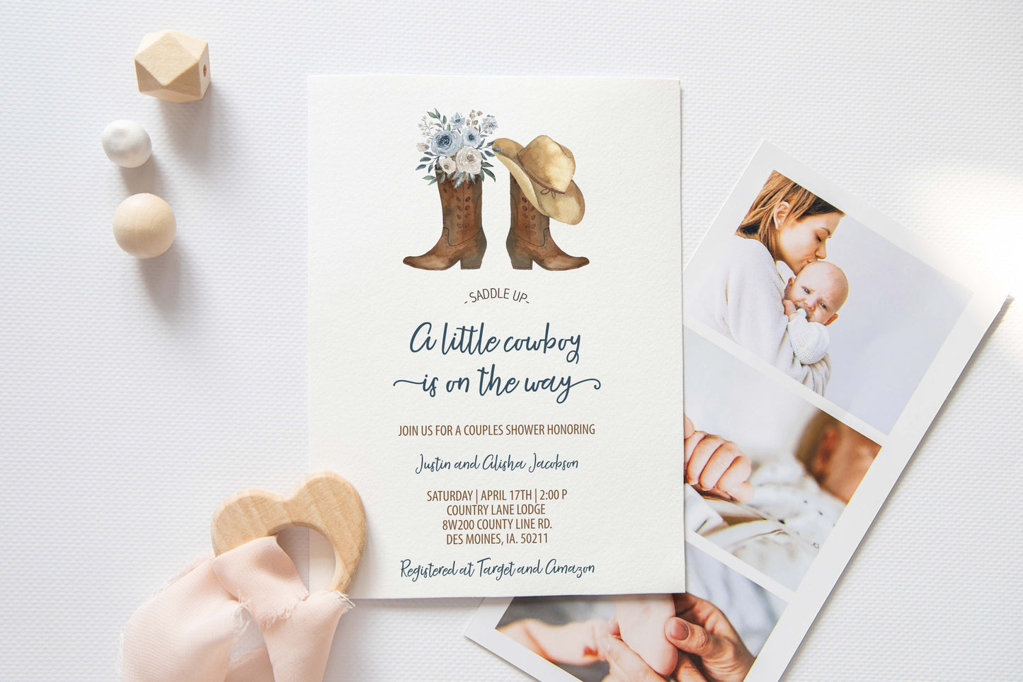 Cowboy Boots Baby Shower Invite - Digital Download