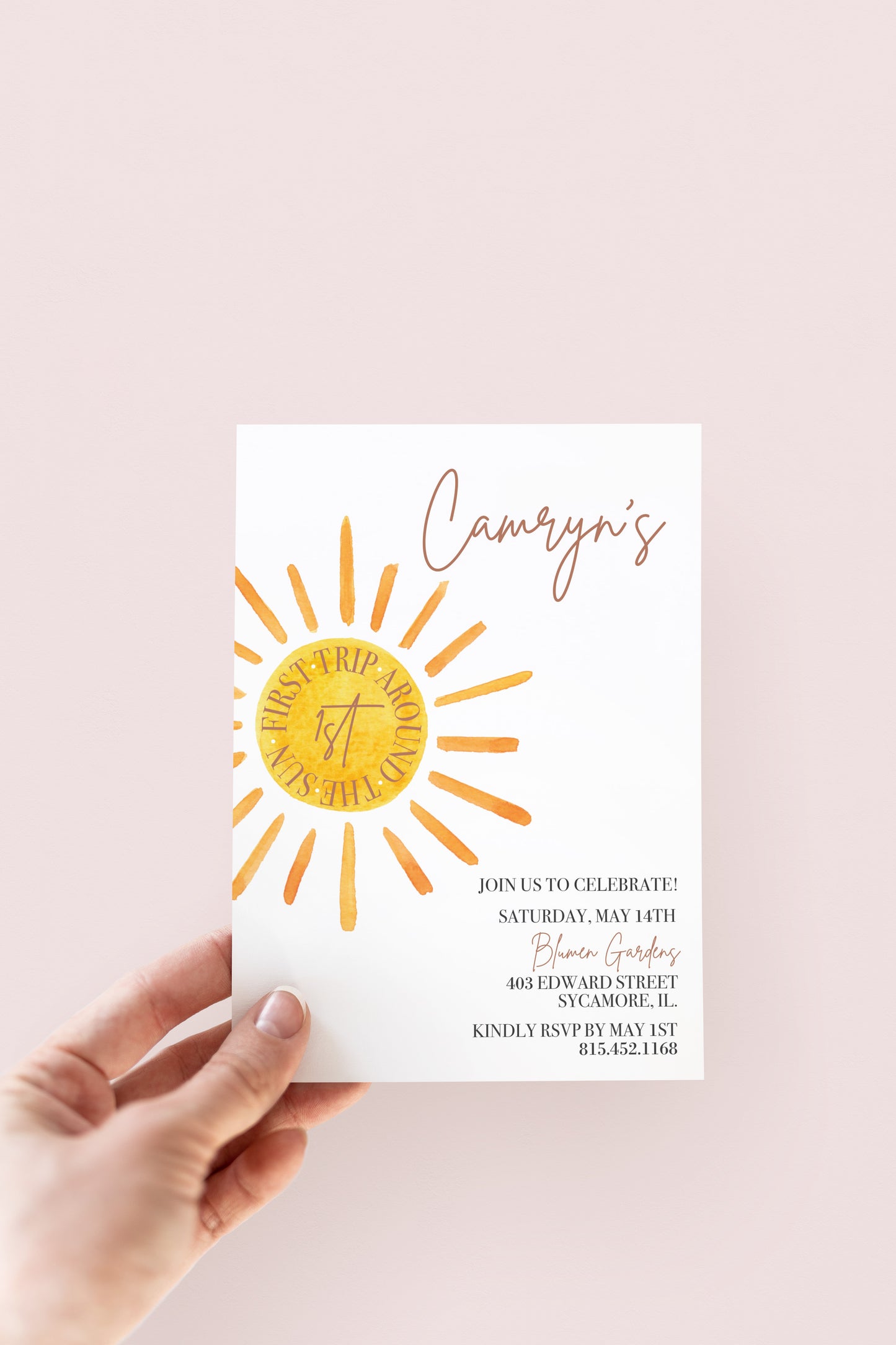 First Trip Around the Sun Birthday Invite - Digital Download