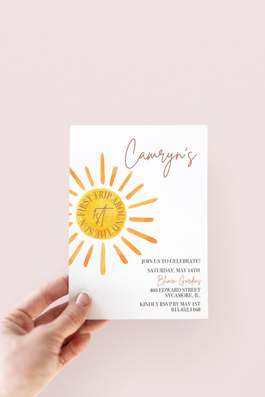 First Trip Around the Sun Birthday Invite - Digital Download