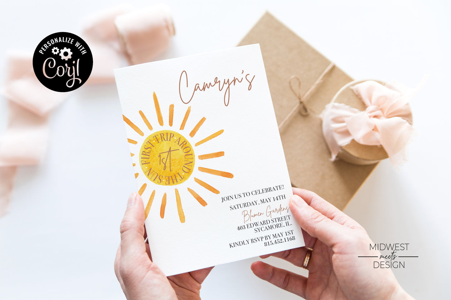 First Trip Around the Sun Birthday Invite - Digital Download